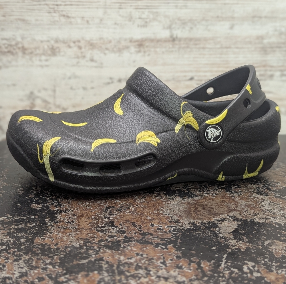 Womens Crocs Bistro Slip Resistant Clog Shoes Sz 7 Used Slip On Black Banana